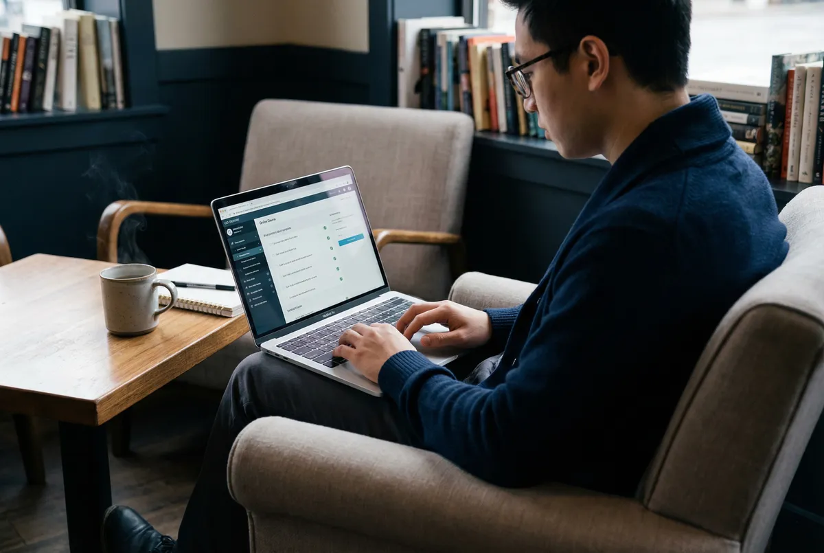 Онлайн-обучение финансам на ноутбуке